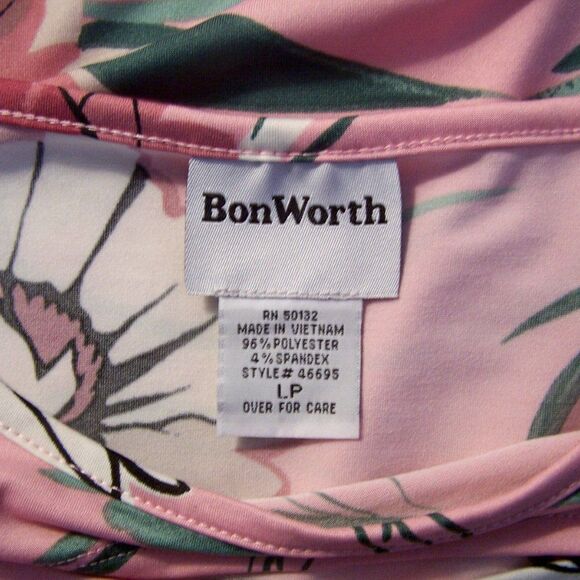 BonWorth Shirt Top LP Cutout Floral Stretch Flowy Short Cold Shoulder Sleeve - Picture 8 of 9